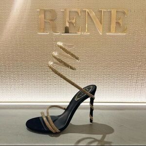 Rene caovilla Margot embellished suede sandals Snake Strass stiletto Hee…
